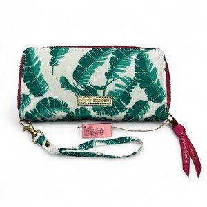 Simply Southern Palm Print Clutch | Green & White with Pink Lining